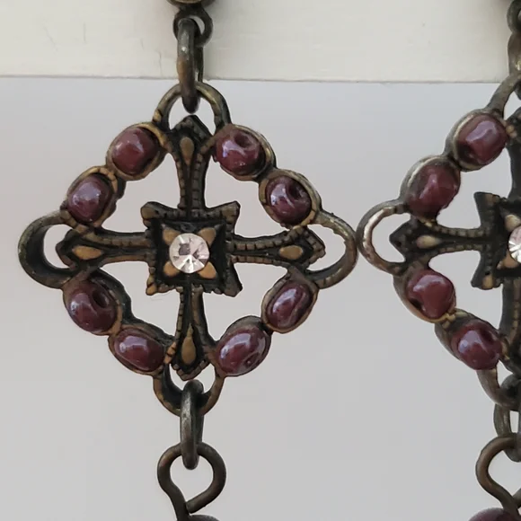 Purple stone drop earrings - Picture 5 of 8